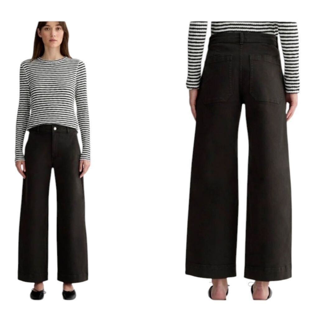 NWT Everlane Black Wide-Leg Utility Pants Organic Cotton Size 2